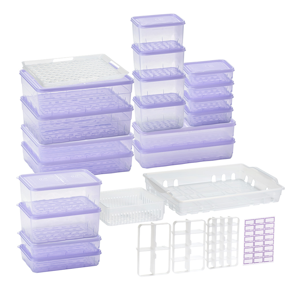 [땡스소윤] 냉동실 전용 밀폐용기 빅패밀리세트 24P (쿨라벤더)