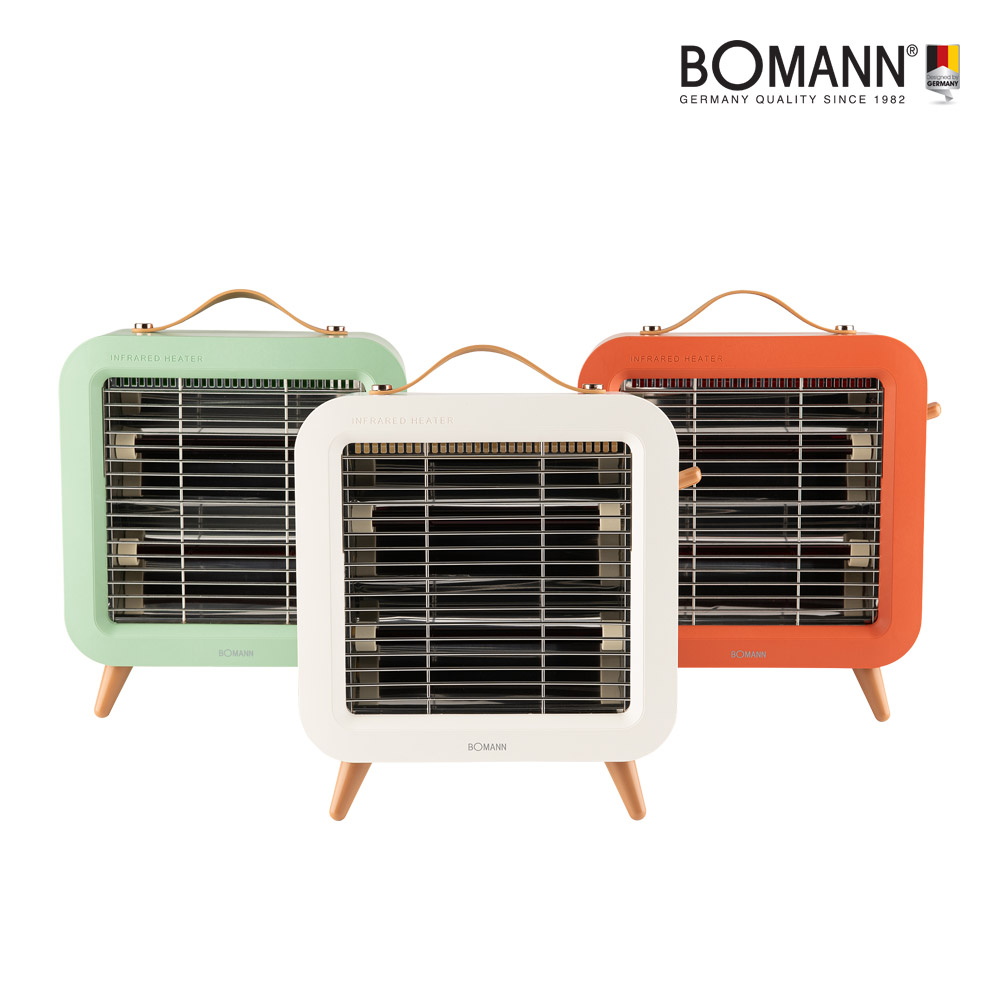 [보만] 레트로 원적외선 캠핑 전기난로 전기히터 2구 IEH2051W (화이트베이지,오렌지레드,그린애플 택1)