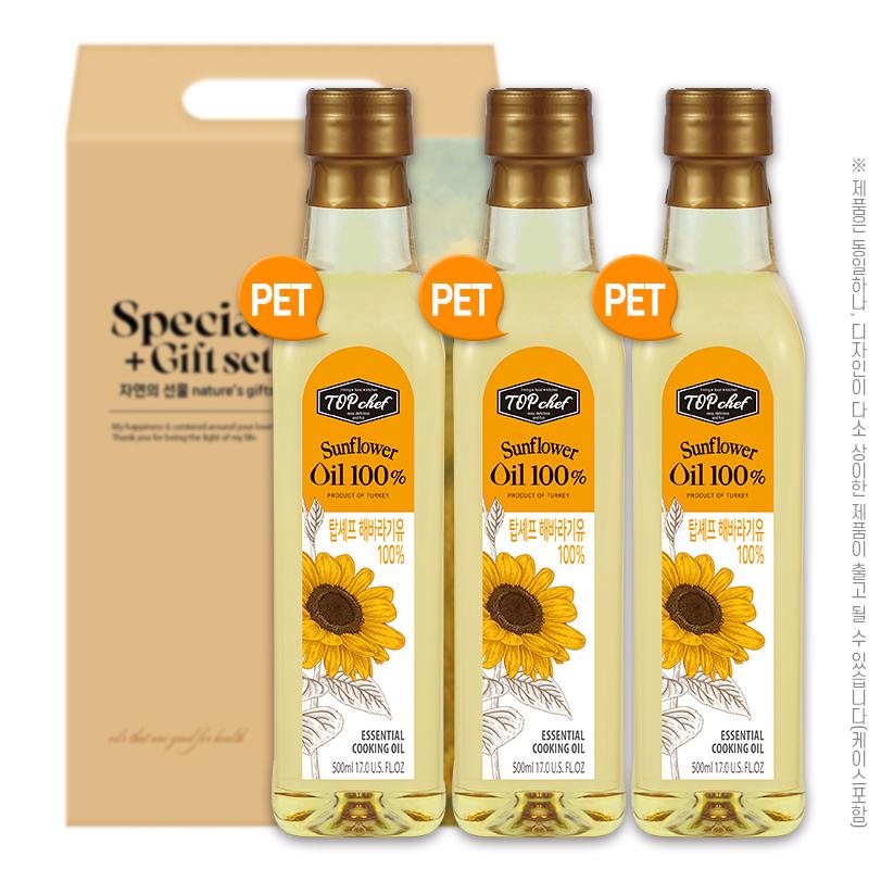 [탑셰프] 페트해바라기유 500ml x 3P