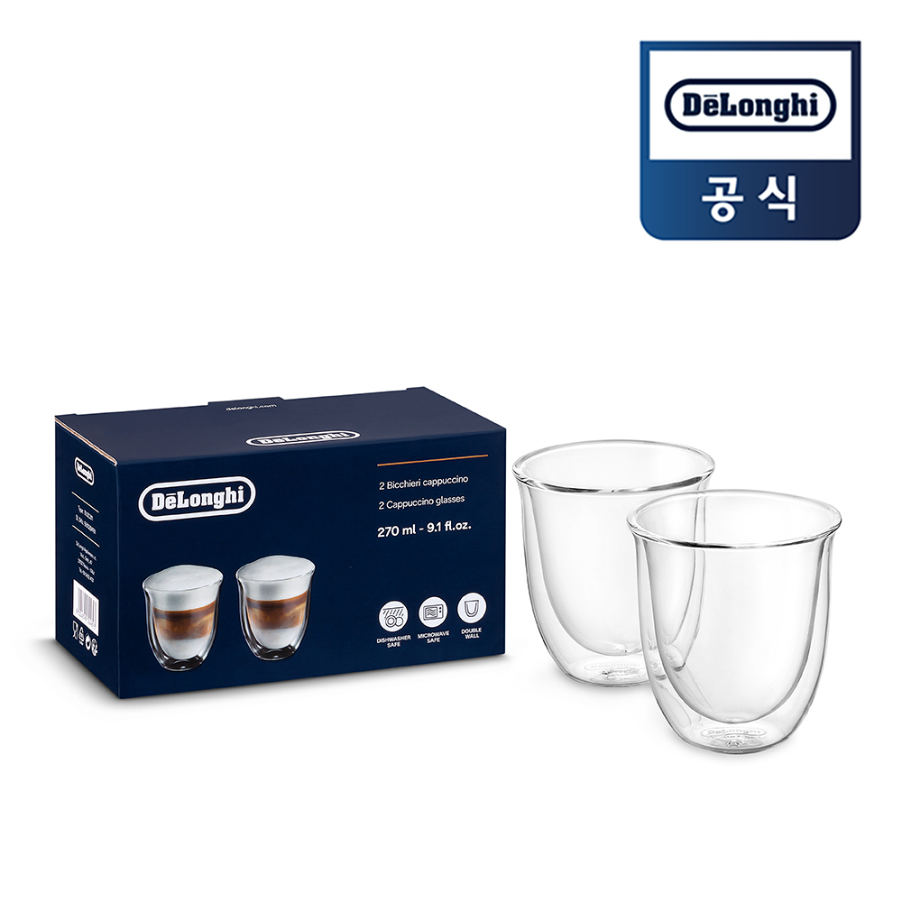 [드롱기] 이중 진공유리 카푸치노잔  270ml x 2ea CAPPUCCINO