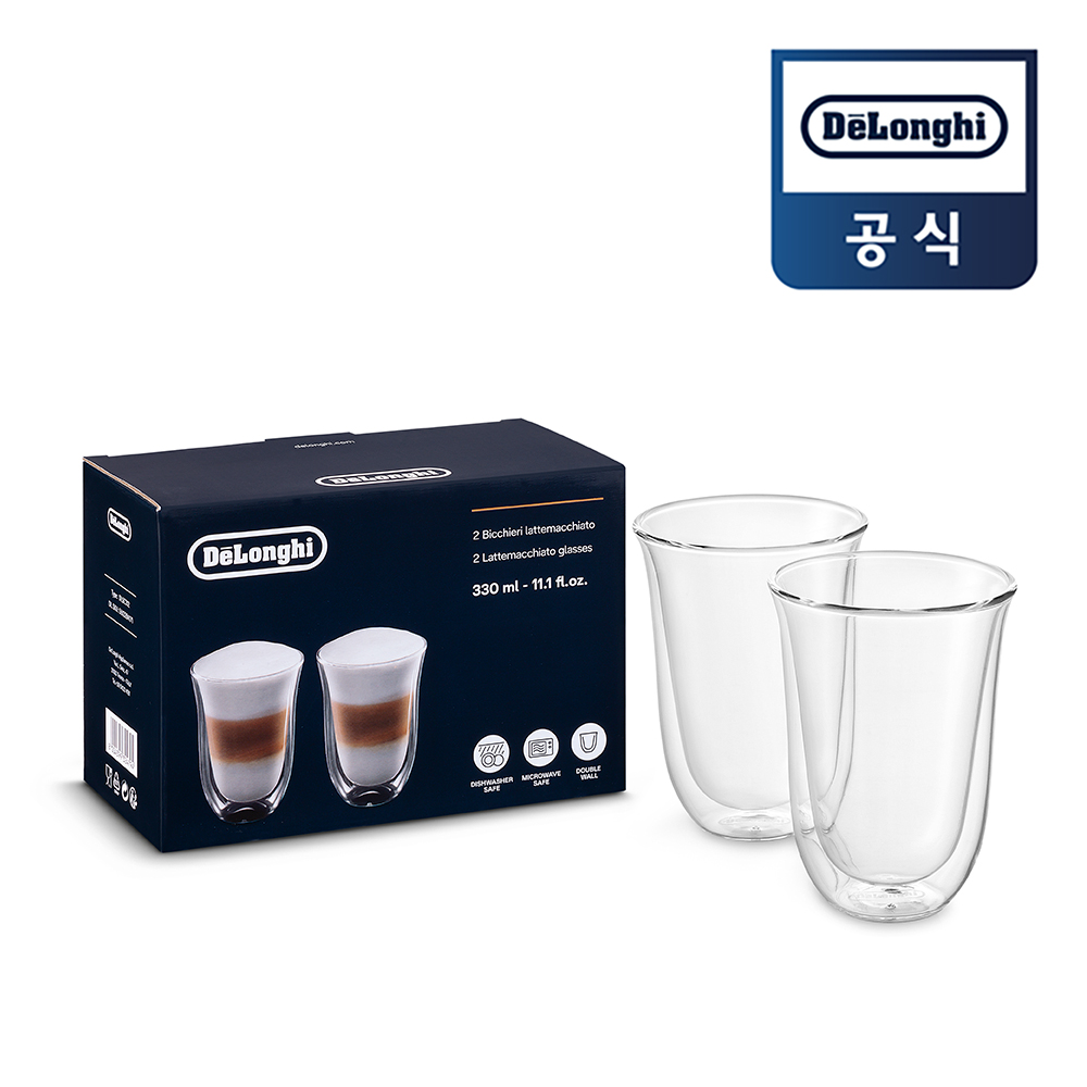 [드롱기] 이중 진공유리 라떼 마끼아또잔 330ml x 2ea LATTEMACCHIATO